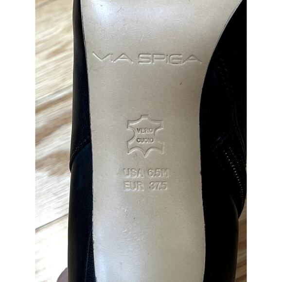 VIA SPIGA Black Leather Ankle Booties. Stiletto Heel. Size 6.5 - Picture 6 of 8